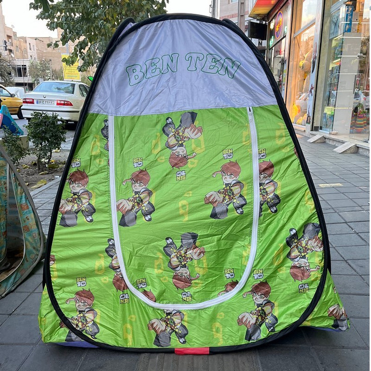 چادر بازی کودک مدل فنری طرح بن تن سایز 2 نفره با پنجره زیپی مناسب هدیه و کادو و سیسمونی کد1
