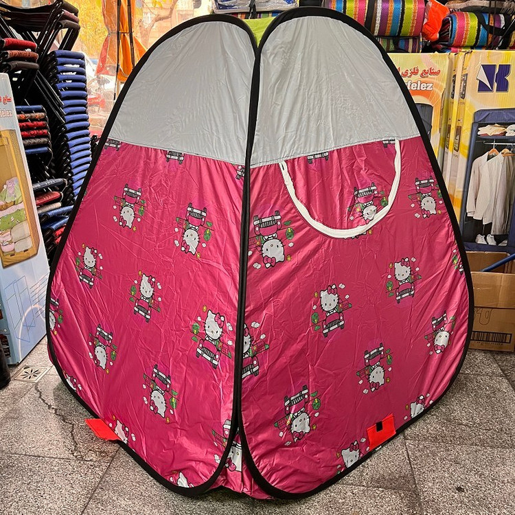 چادر بازی کودک و نوجوان مدل فنری طرح کیتی ( هلوکیتی ) سایز 116 رنگ صورتی ( 2نفره کودک ) کد3