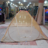 پشه بندمسافرتی فنری12نفره کف ضخیم تورحریر رنگ لیمویی ریزبافت