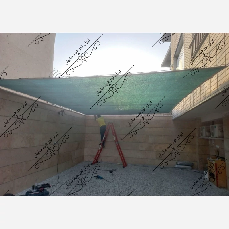 شید سایبان 80 درصد (ابعاد 10 در 8) دوردوزی شده و حلقه پانچ