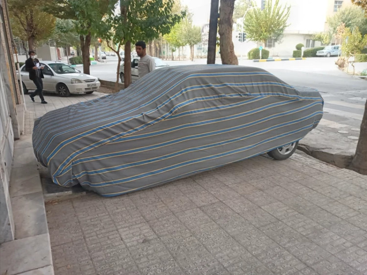 چادر ماشین نخی پشت کرکی مخصوص تویوتا هایلوکس (داخل پنبه ای، ضد خش و مقاوم به آفتاب)(زمینه سفید)