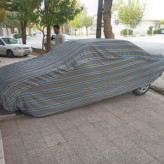 چادر ماشین نخی پشت کرکی مخصوص پراید هاچبک 111 (داخل پنبه ای، ضد خش و مقاوم به آفتاب)(زمینه سفید)