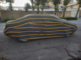 چادر ماشین نخی پشت کرکی مخصوص پیکاپ کی ام سی ( KMC T9 )( جک تی 9 )(داخل پنبه ای، ضد خش و مقاوم به آفتاب)(زمینه سفید)